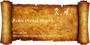 Kubritzky Anett névjegykártya